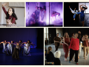 five MFA in Dance students all perform as part of their final thesis