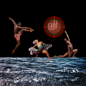 3 dancers over an ocean with the CADD logo